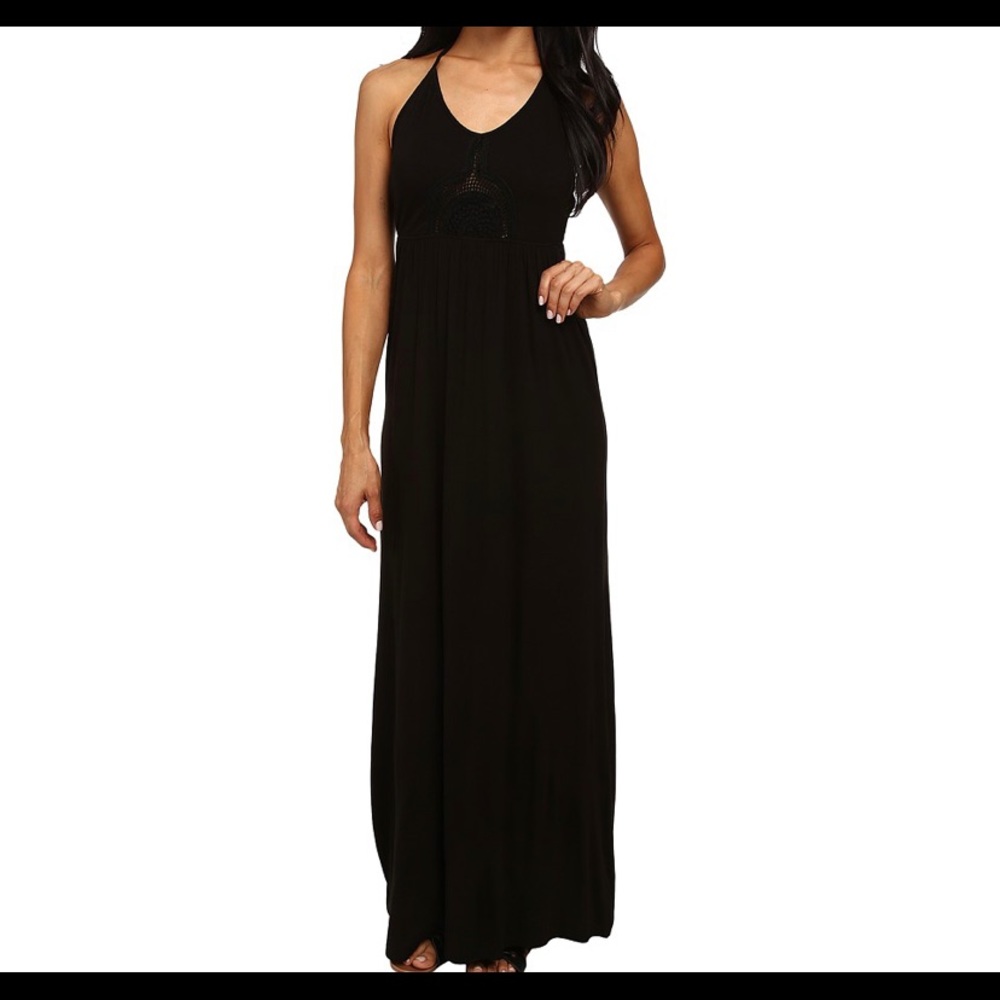 Rip Curl Crochet Detail Halter Maxi Dress